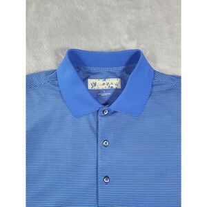 Donald Ross Shirt Mens Large Blue Pin Stripe Polo Golf Performance‎ Logo